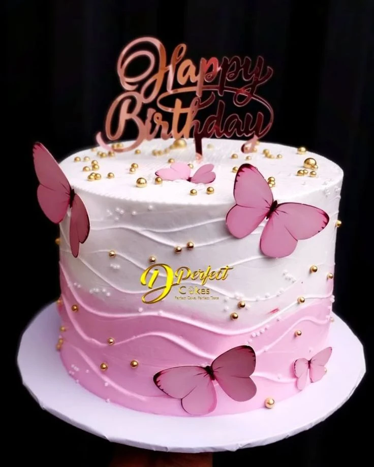 Pink Butterfly Buttercream Cake